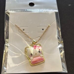 Hello Kitty Gold Necklace with Pink Bow